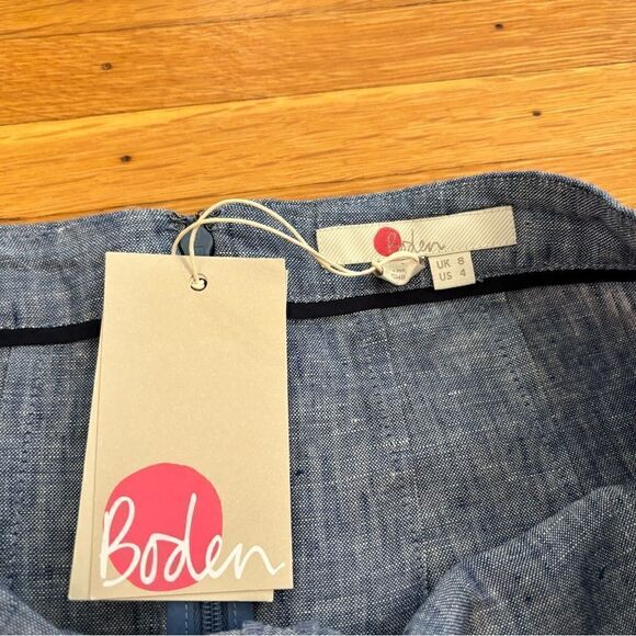 Boden blue/chambray 100% linen high waist shorts NWT - Picture 5 of 5